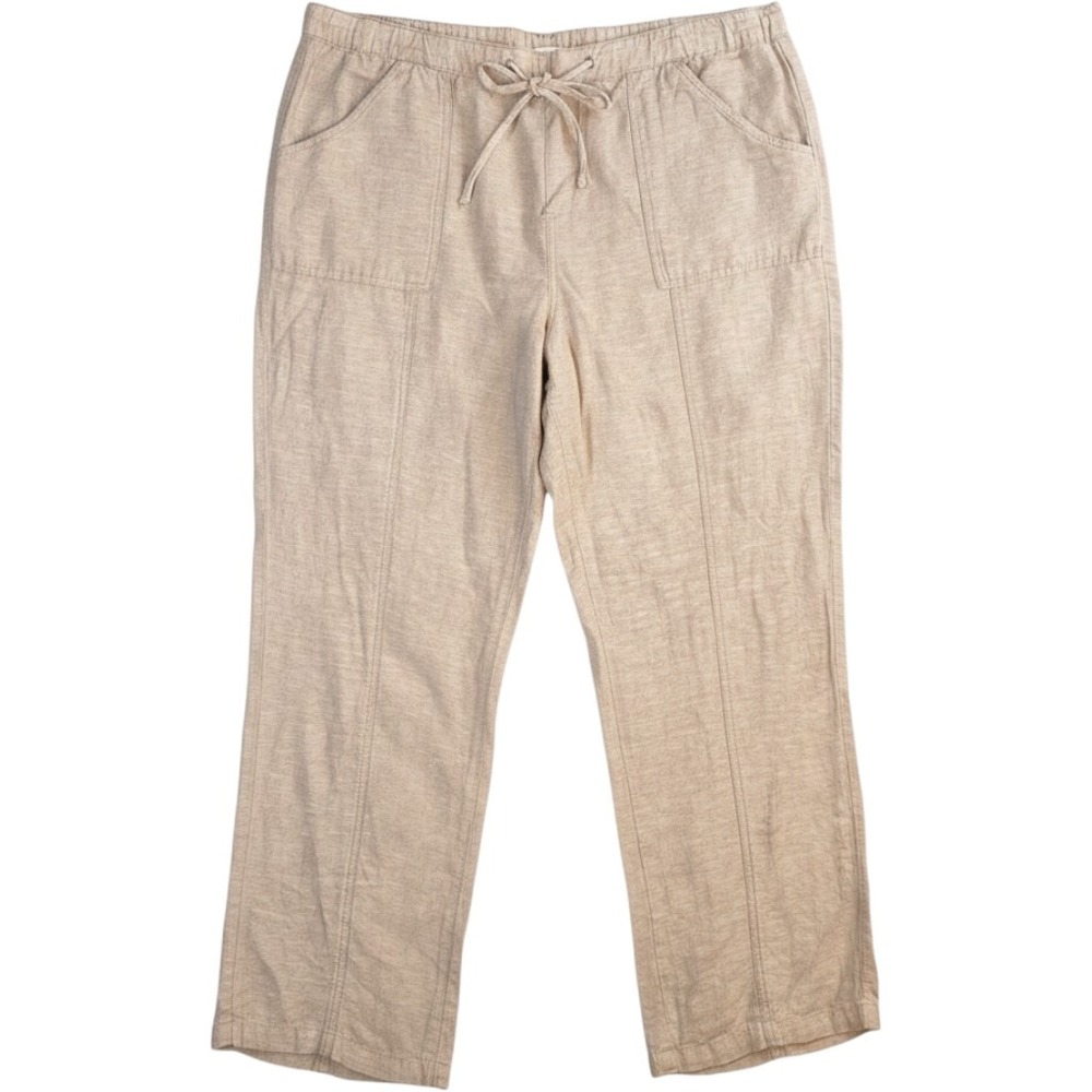 New York & Company Linen Blend Drawstring Pants XL Coastal Boho Minimalist